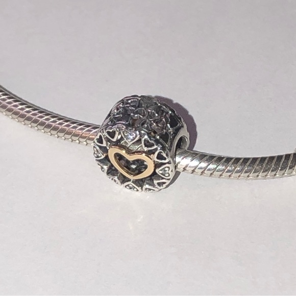 Authentic Pandora Loving Circle 14k Heart Charm S925 Ale - Picture 4 of 6